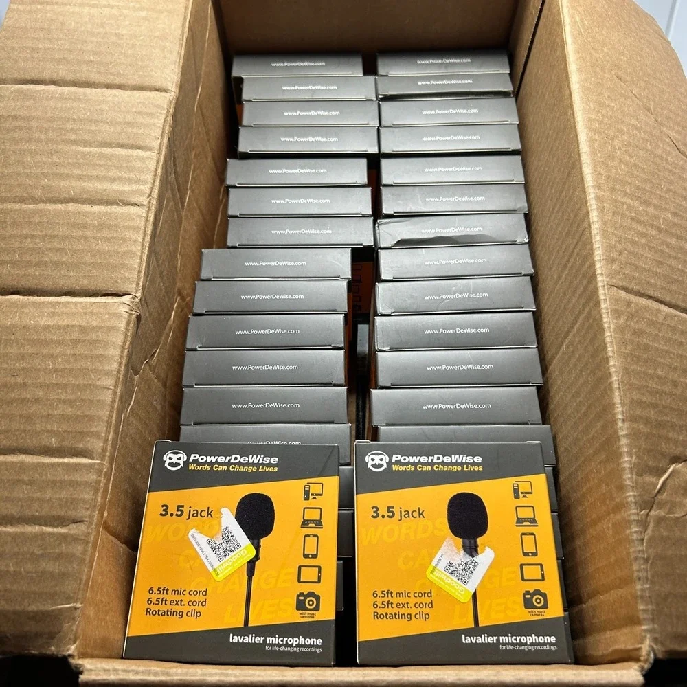 PowerDeWise‎ Lavalier Lapel Microphone 3.5mm Jack Starter Kit Lot of 36 Sealed